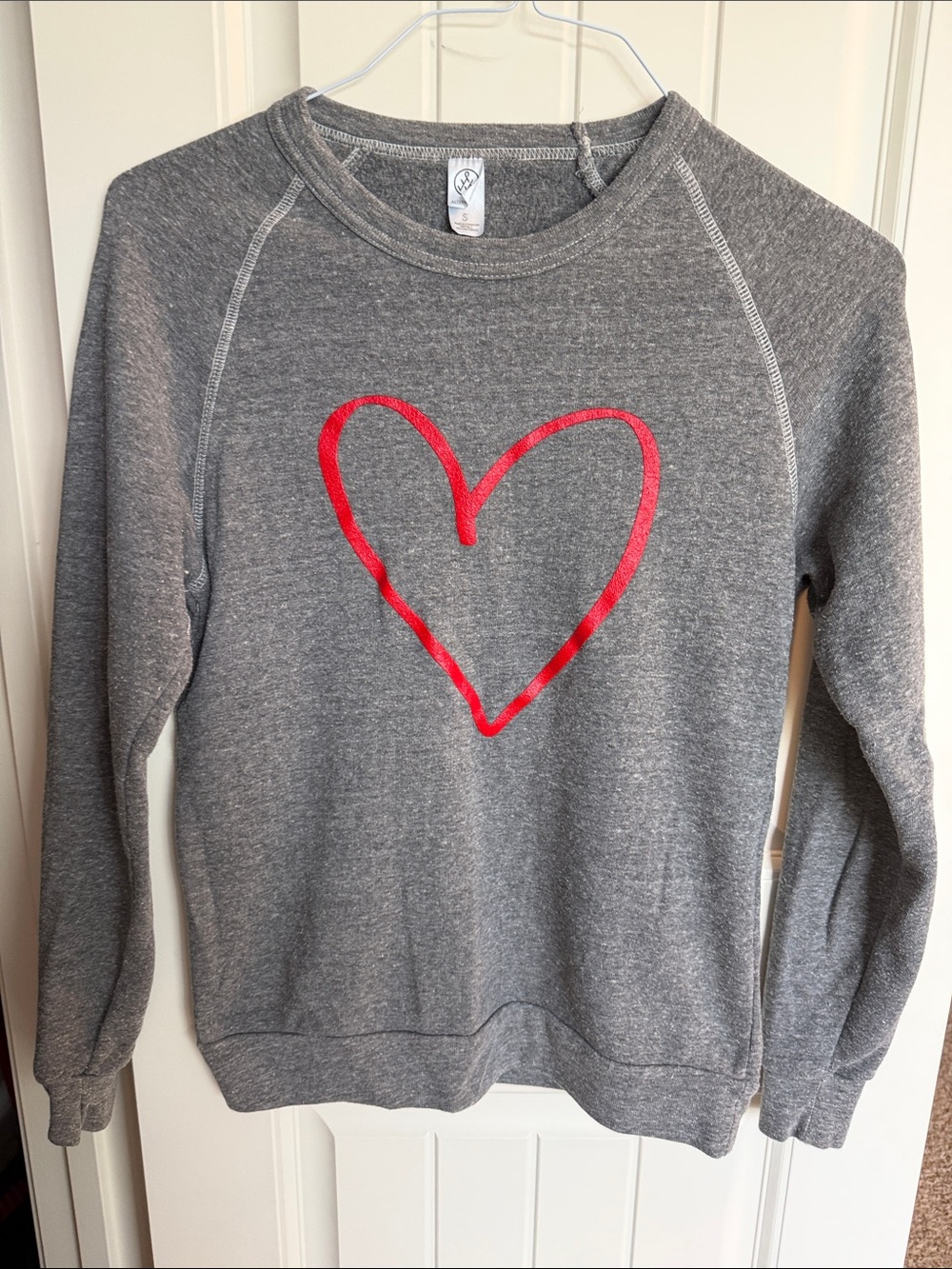 Alternative Gray Crewneck Sweatshirt with Red Heart Graphic